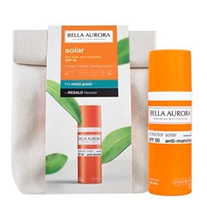Mejor protector solar para pieles sensibles BELLA AURORA - Pack Protector Solar SPF 50+ 50 ml + Neceser, Piel Mixta-Grasa, Crema Solar, Facial Antimanchas, Crema Protectora Solar, Bloqueador Solar, Absorción Rápida, Calma la Piel, Uso Diario