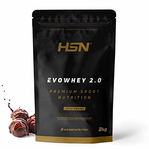 Concentrado de proteína de suero Whey HSN Sin Gluten y Sin Soja Sabor Chocolate EVOWHEY Protein 2.0 Review y Opiniones 6 Concentrado de Proteína de Suero de HSN Evowhey Protein 2.0 | Sabor Doble Chocolate 2 Kg = 67 Tomas por Envase | Whey Protein Concentrate | No-GMO, Vegetariano, Sin Gluten ni Soja