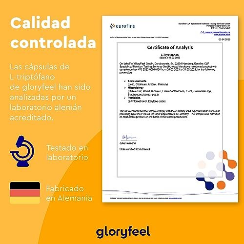 L-Triptófano 500 mg - 240 Cápsulas para 8 meses - Estrés, Insomnio - Triptófano puro procedente de fermentación natural - Alta dosificación - Probado en laboratorio, sin aditivos 5 L-Triptófano 500 mg - 240 Cápsulas para 8 meses - Estrés, Insomnio - Triptófano puro procedente de fermentación natural - Alta dosificación - Probado en laboratorio, sin aditivos - Imagen 5