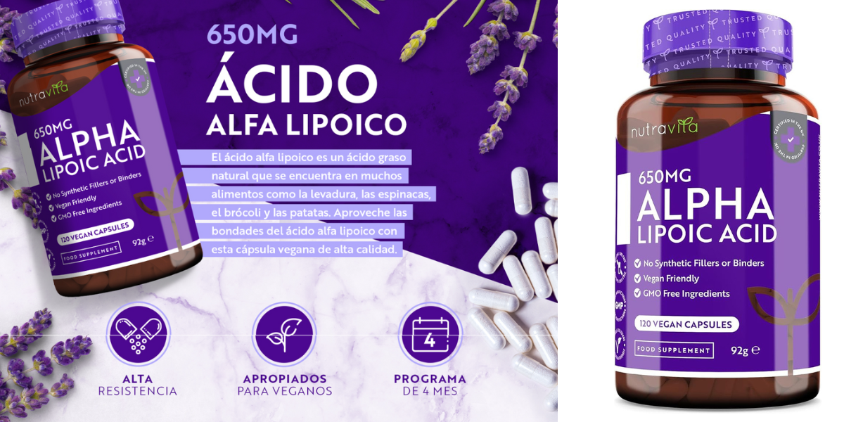 Acido Alfa Lipoico Nutravita Vegano Para veganos Natural
