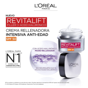 Cosmética para la Piel Sin Receta | Mejores Marcas de Cosmética Facial y Corporal 1 Crema Rellenadora de arrugas L’Oréal Paris con Ácido Hialurónico