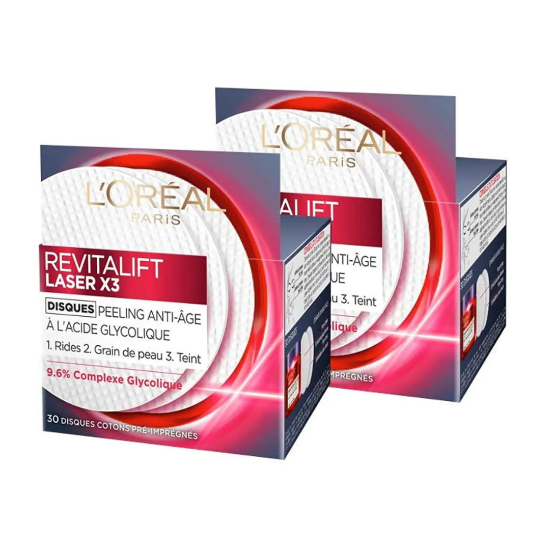 L'Oréal Paris - Discos Peeling Antiedad (x 30) - Revitalift Laser X3 - Ácido glicólico