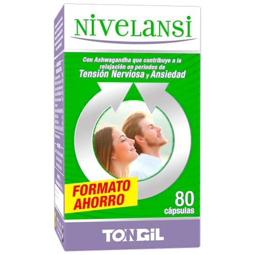 Nivelansi 80 Cápsulas con Ashwagandha y Rodiola, Azafrán, 5HTP, Griffonia, Bálsamo de Limón, Vitamina B6 |  Tensión nerviosa y ansiedad |  Fórmula equilibrada |  TONGIL Pastillas Naturales para la Ansiedad
