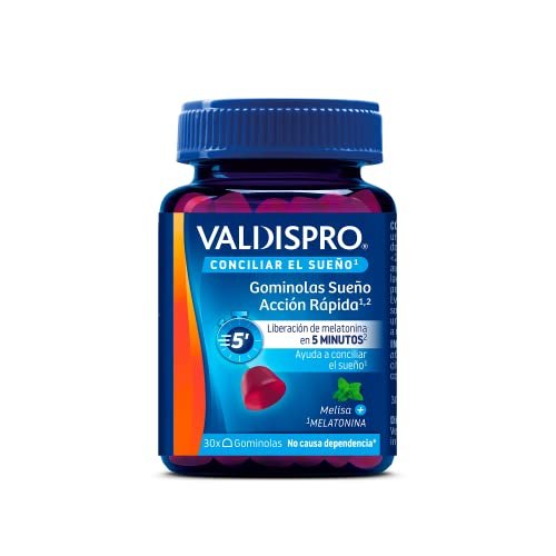 VALDISPRO Conciliar el sueño, Gomitas para dormir de acción rápida, Suplementos para dormir, Melatonina 1,9 mg y bálsamo de limón, En 5 min, Sabor a bayas, Ingredientes veganos, 30 Gomitas